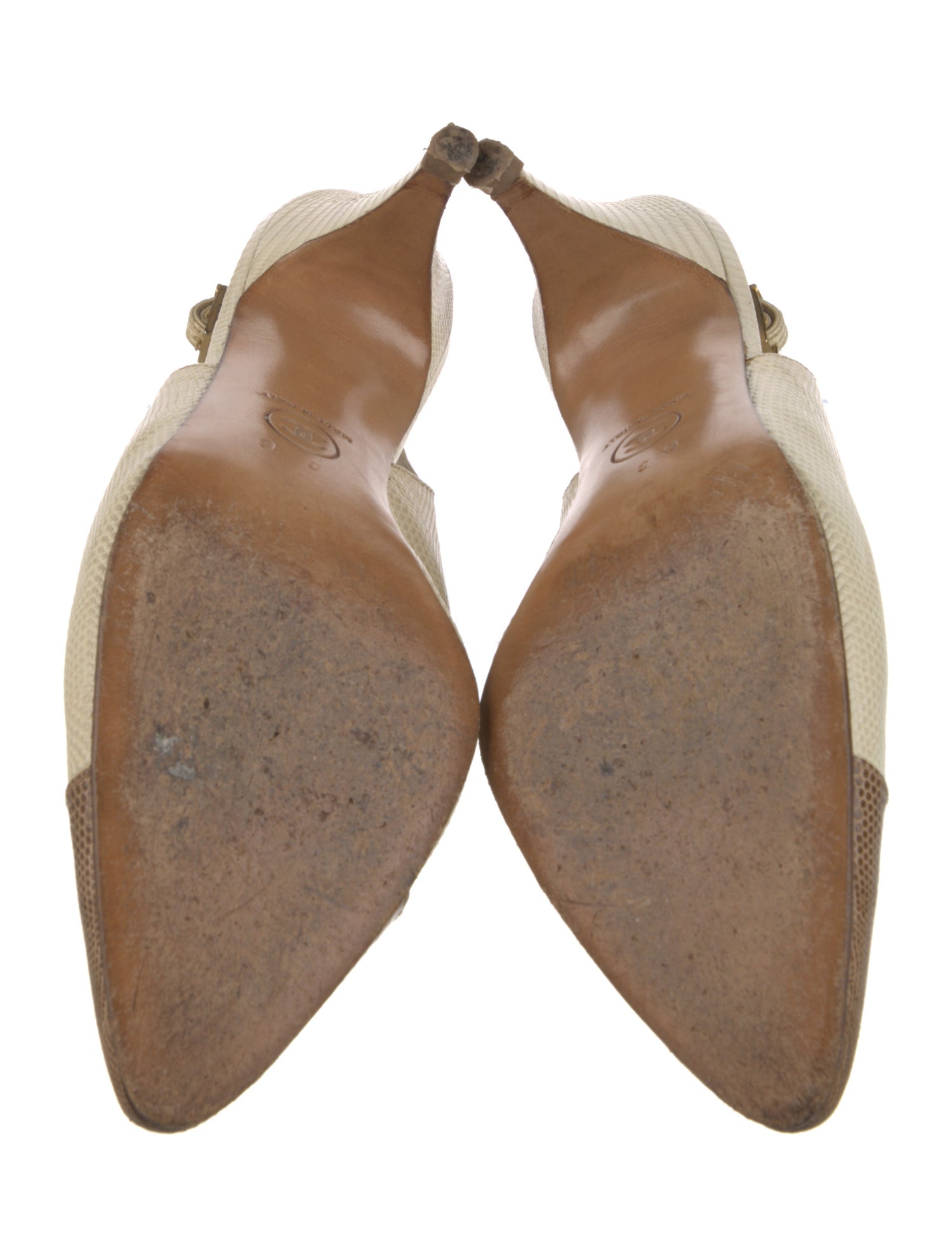 Chanel Interlocking CC Logo Lizard Slingback Pumps